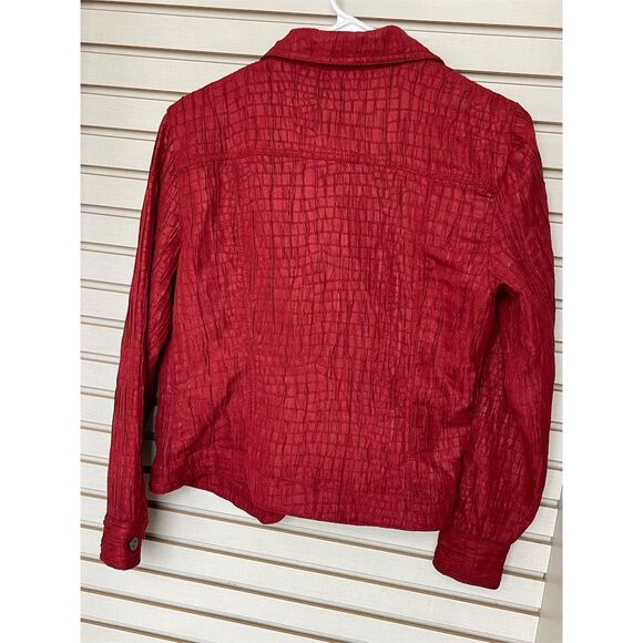 Ruby Rd. Women's Red Textured Jacket Size 6 Long Sleeve Casual Fall - Picture 3 of 3